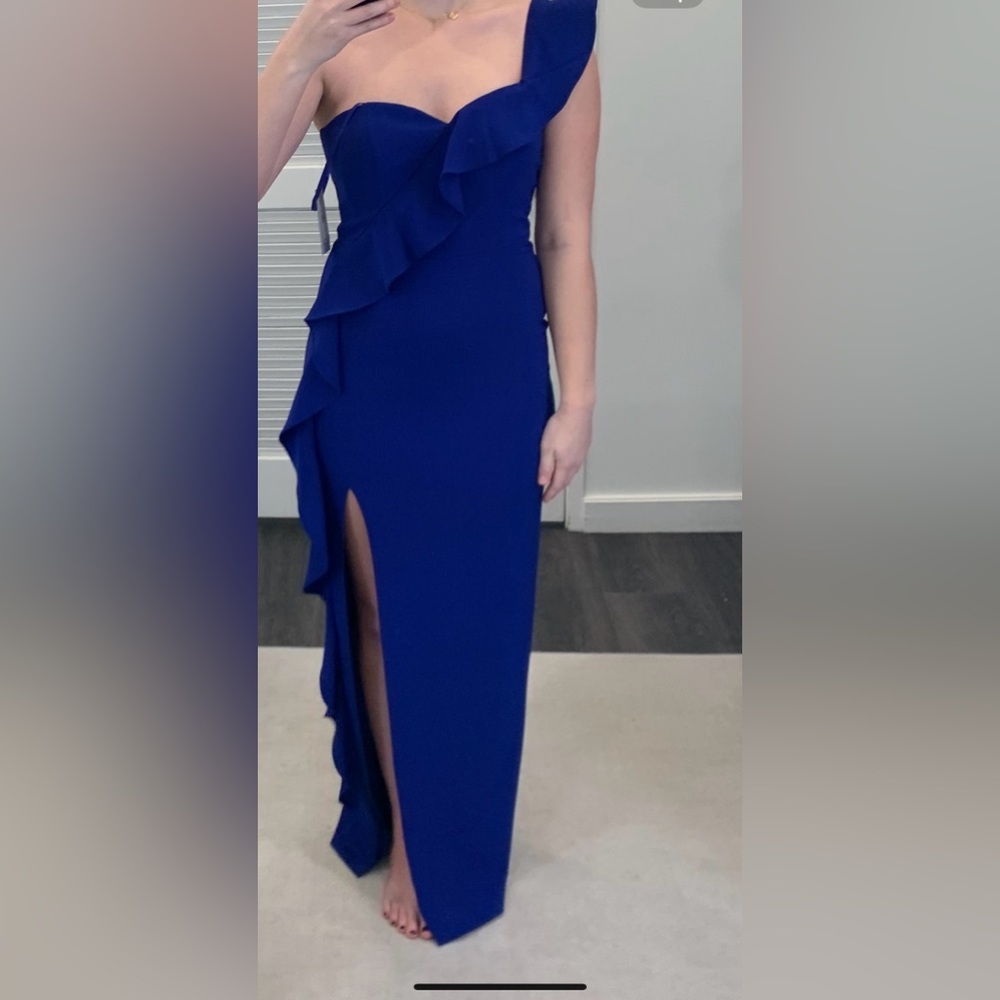 Aidan Mattox Florence Crepe Column Dress in Royal Sapphire